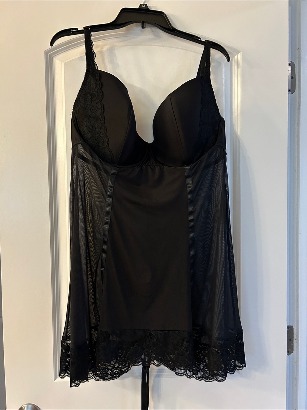 Cacique Underwire Black Lace Trim Slip Dress Chemise Lingerie- 26/28